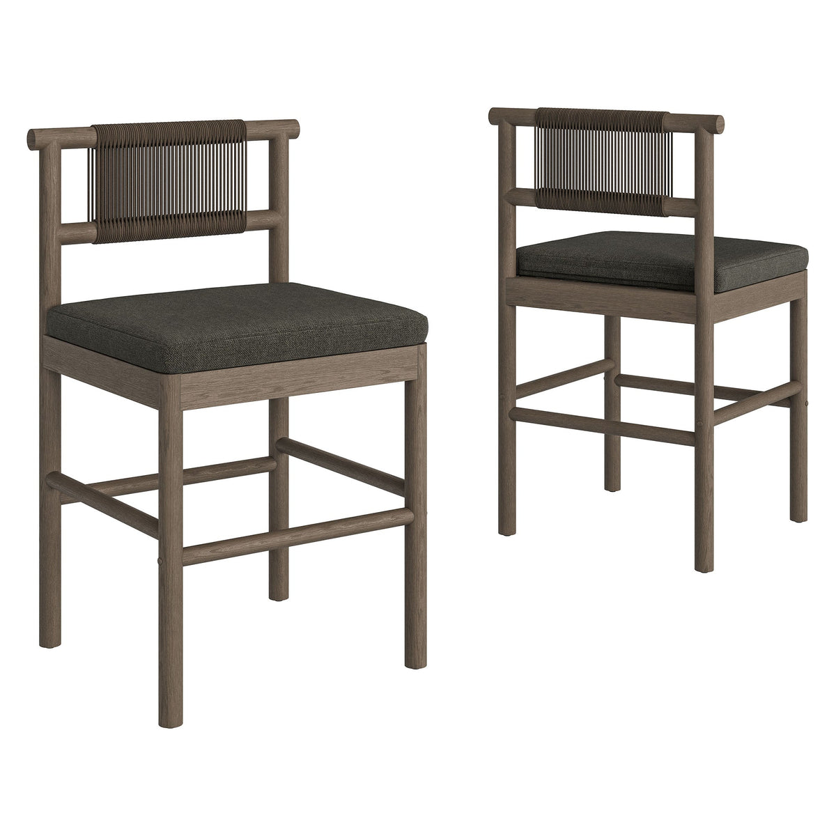 Eleni Outdoor Teak Wood Counter Stools Set of 2