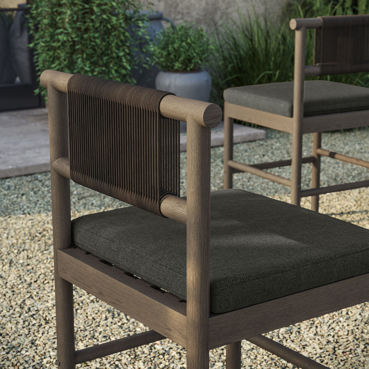 Eleni Outdoor Teak Wood Counter Stools Set of 2