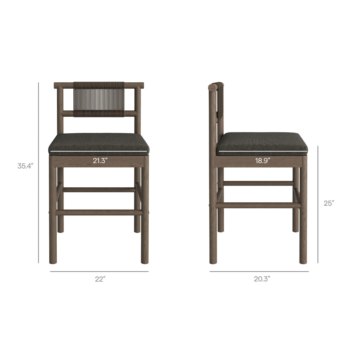 Eleni Outdoor Teak Wood Counter Stools Set of 2