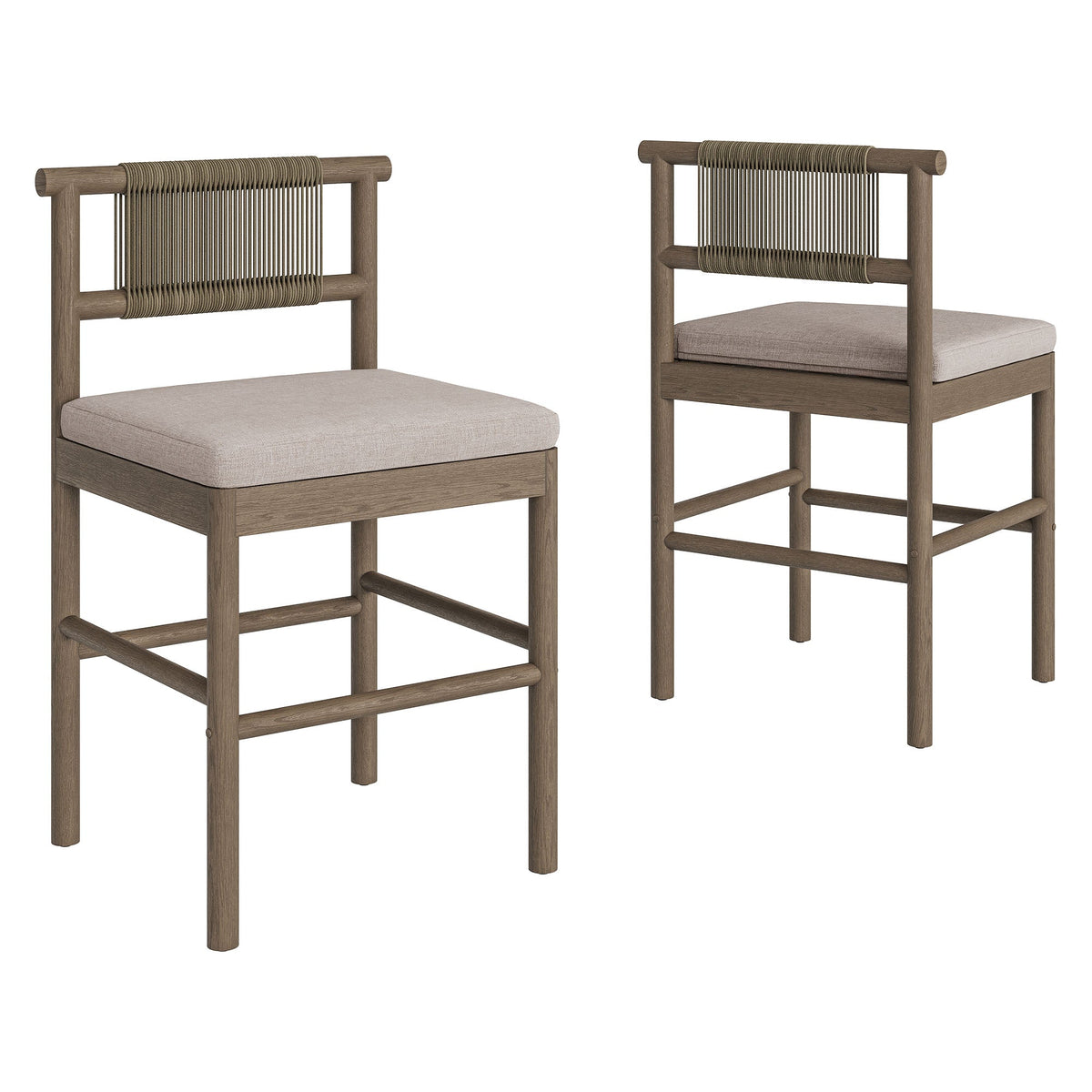Eleni Outdoor Teak Wood Counter Stools Set of 2