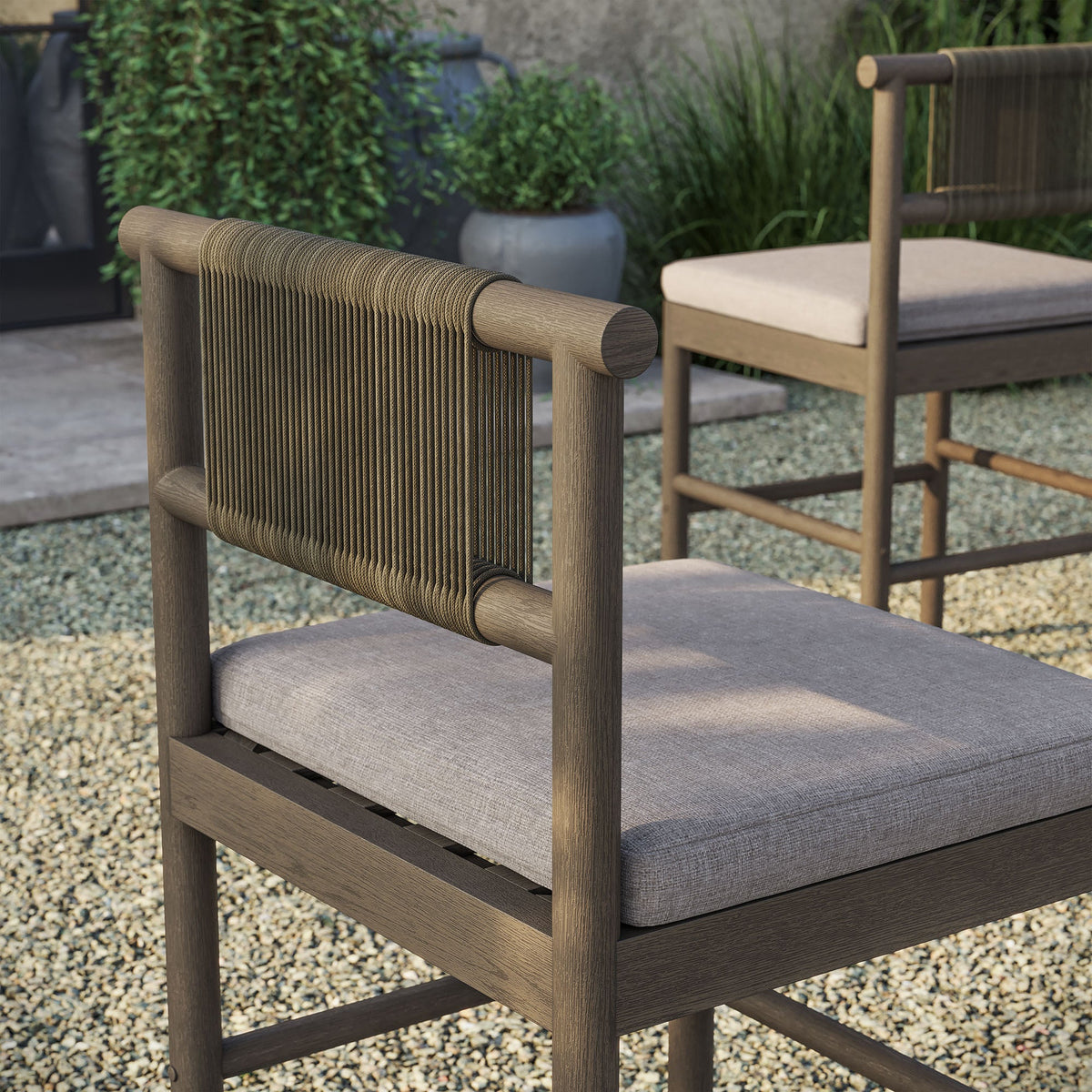 Eleni Outdoor Teak Wood Counter Stools Set of 2