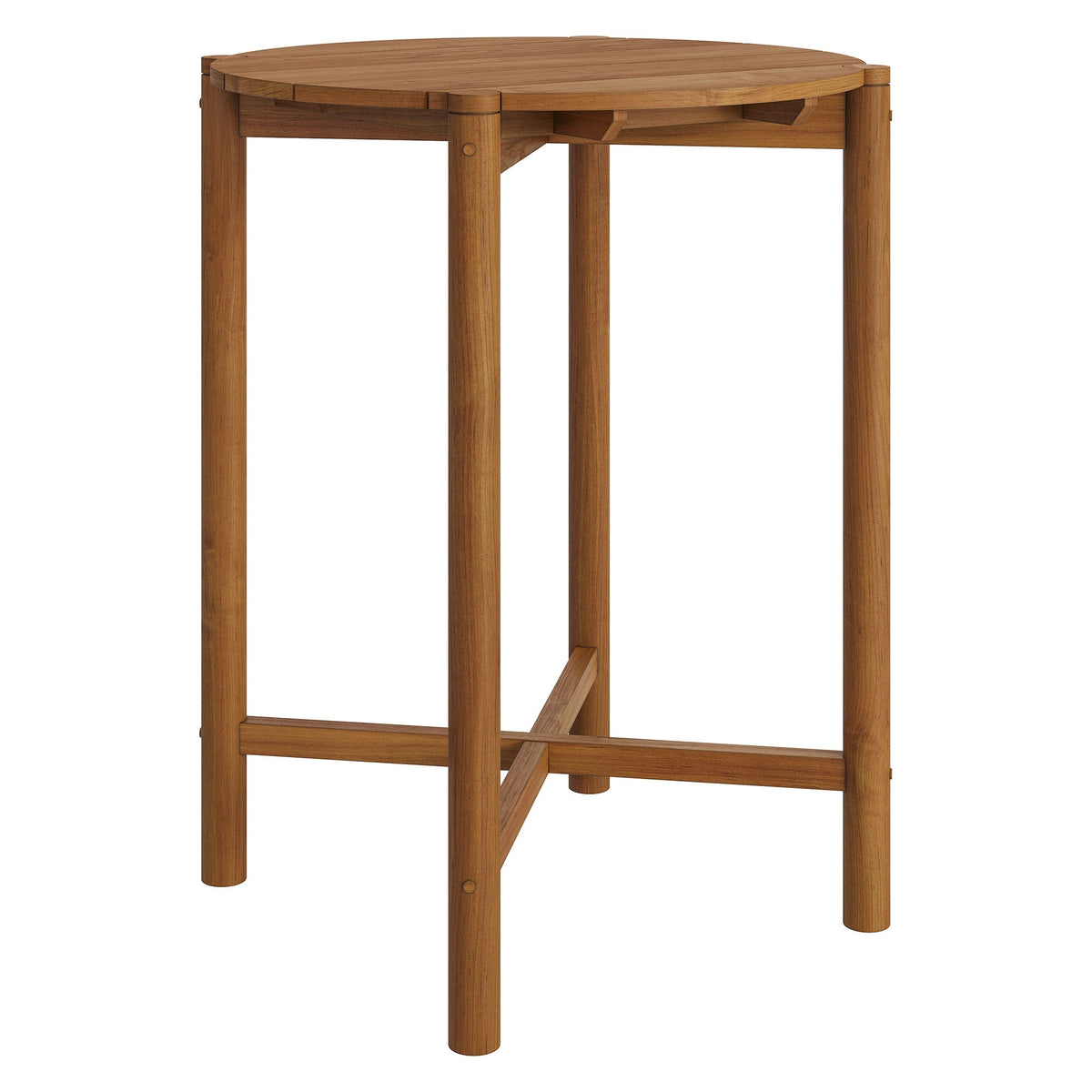 Eleni Round 35 Inch Outdoor Teak Wood Round Bar Table