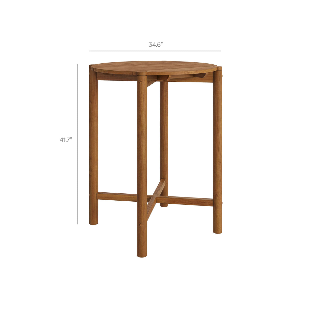 Eleni Round 35 Inch Outdoor Teak Wood Round Bar Table