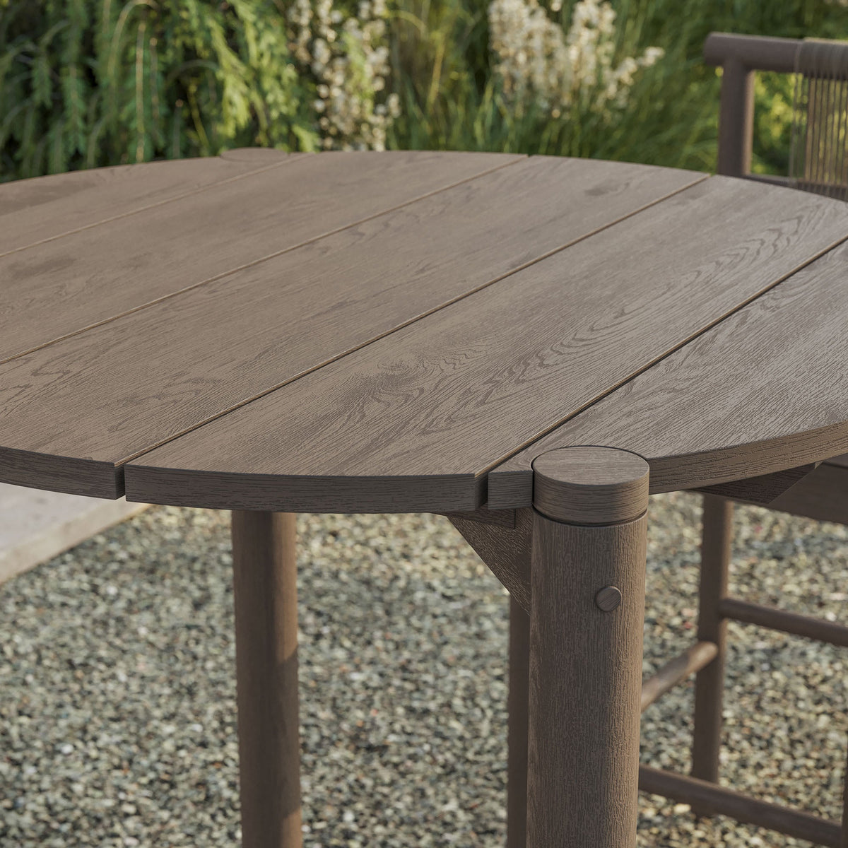 Eleni Round 35 Inch Outdoor Teak Wood Round Bar Table