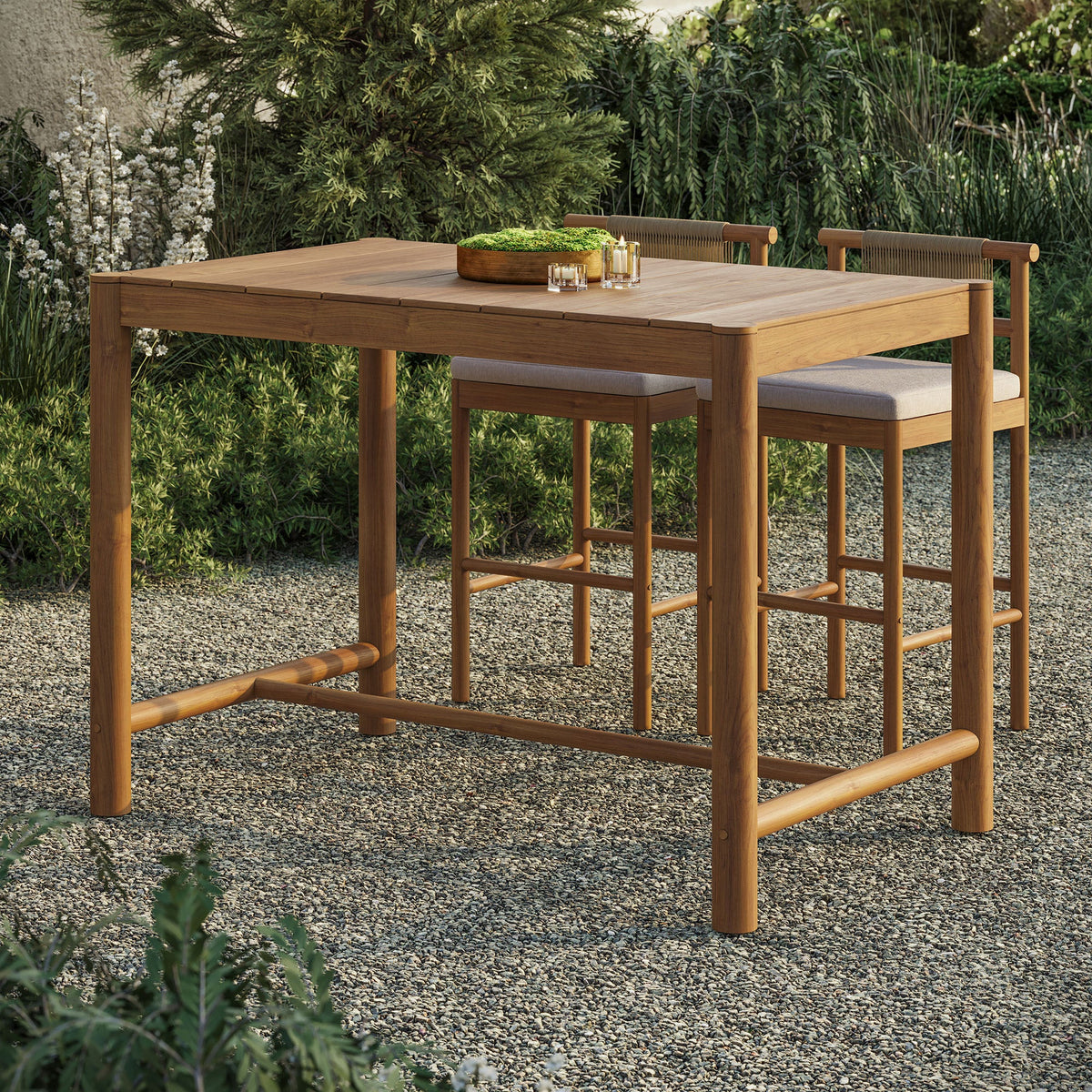 Eleni Rectangle 56-Inch Outdoor Teak Wood Rectangular Bar Table