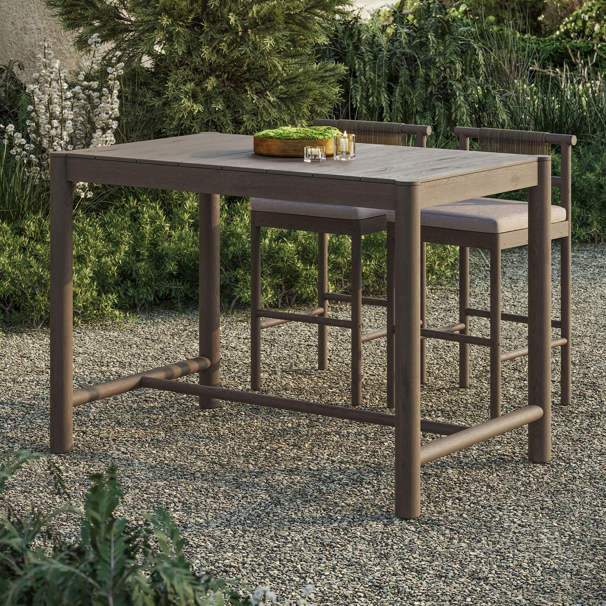 Eleni Rectangle 56-Inch Outdoor Teak Wood Rectangular Bar Table