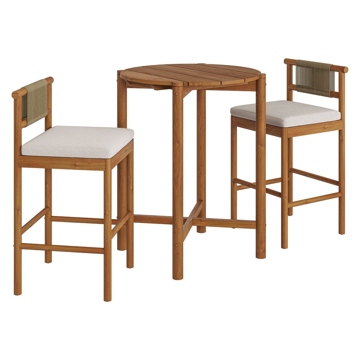 Eleni 3-Piece Outdoor Teak Wood Bar Set