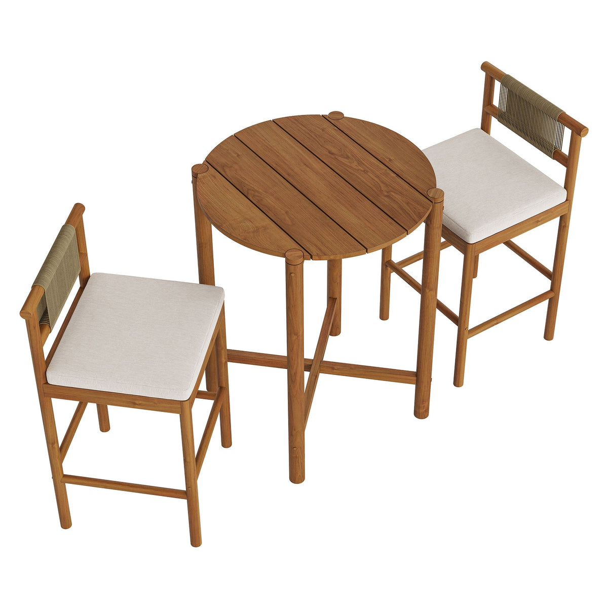 Eleni 3-Piece Outdoor Teak Wood Bar Set