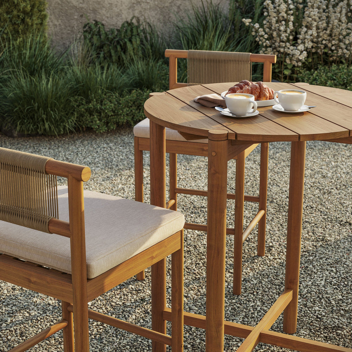 Eleni 3-Piece Outdoor Teak Wood Bar Set