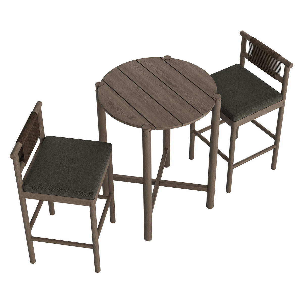 Eleni 3-Piece Outdoor Teak Wood Bar Set