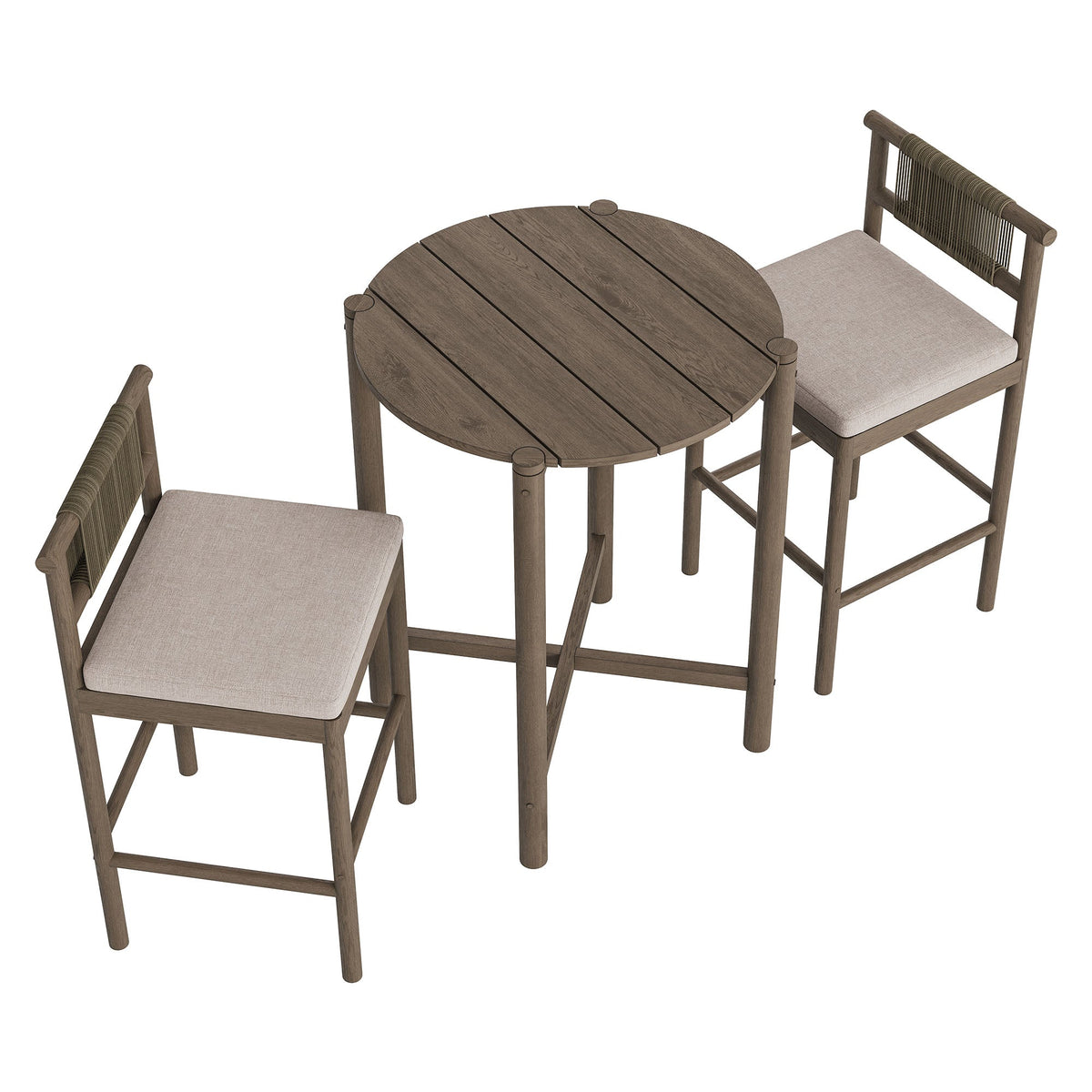 Eleni 3-Piece Outdoor Teak Wood Bar Set