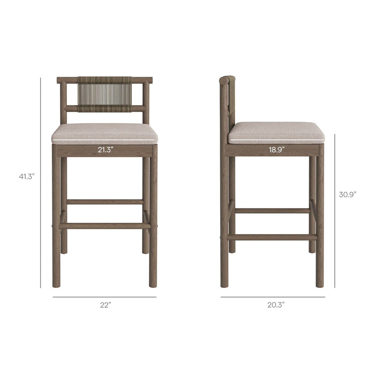 Eleni 3-Piece Outdoor Teak Wood Bar Set