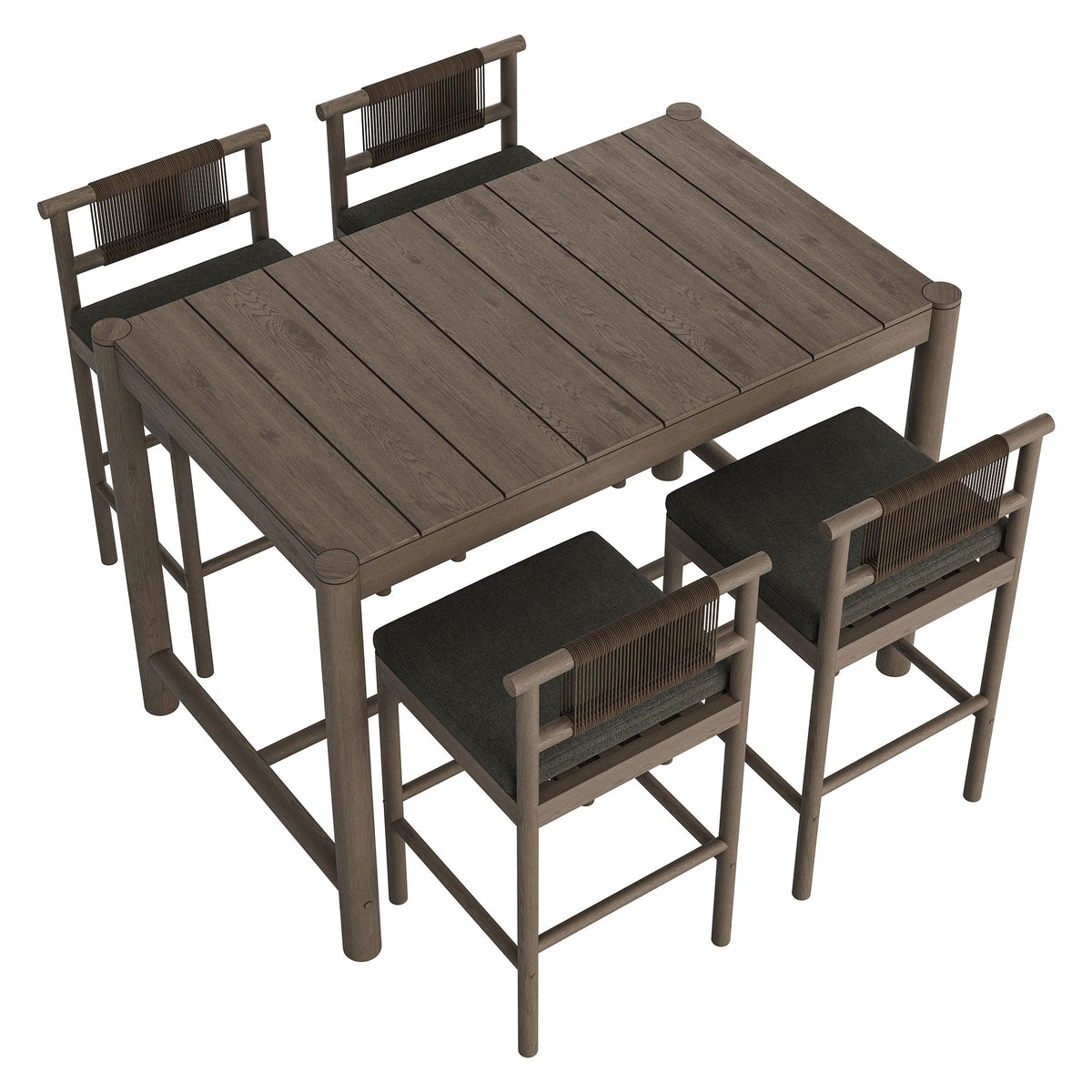 Eleni 5-Piece Outdoor Teak Wood Bar Set