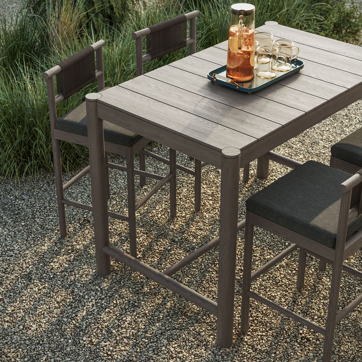Eleni 5-Piece Outdoor Teak Wood Bar Set