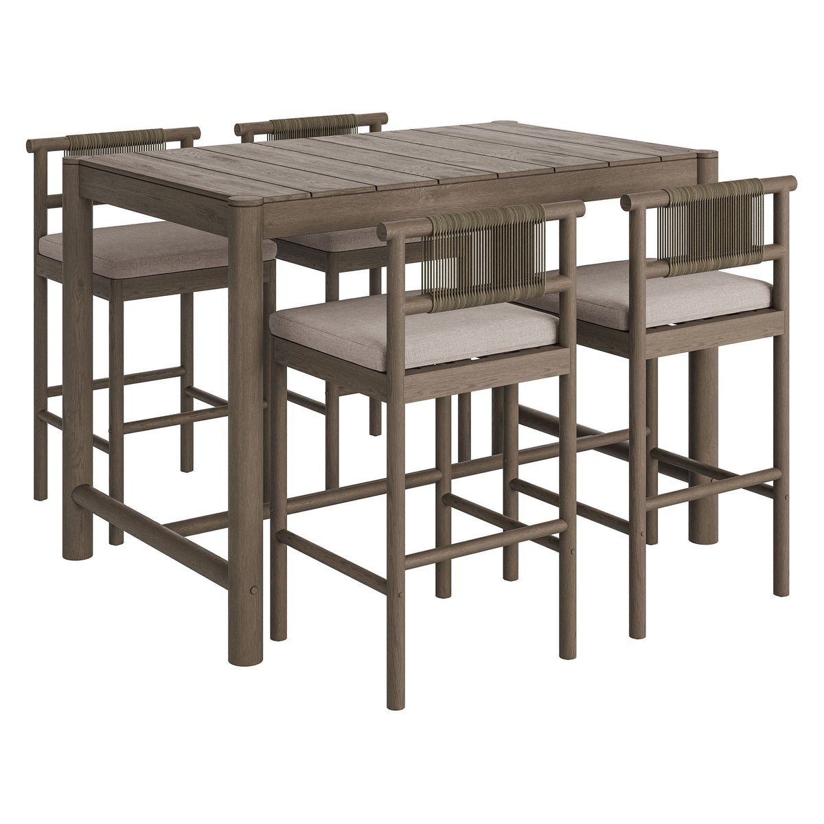 Eleni 5-Piece Outdoor Teak Wood Bar Set