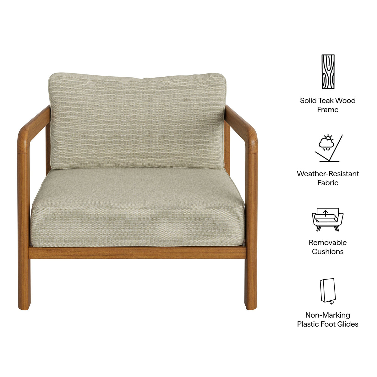 Kona Outdoor Teak Wood Armchair