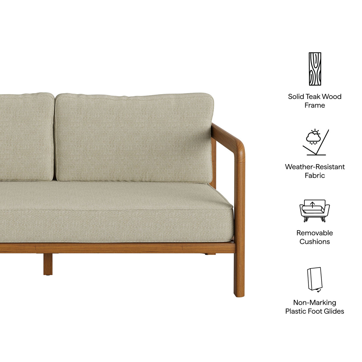 Kona Outdoor Teak Wood Loveseat