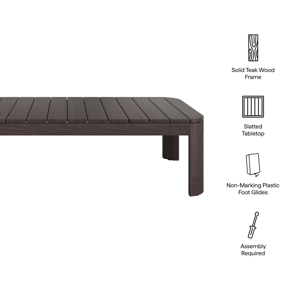 Kona 47 Inch Outdoor Teak Wood Coffee Table - view 16