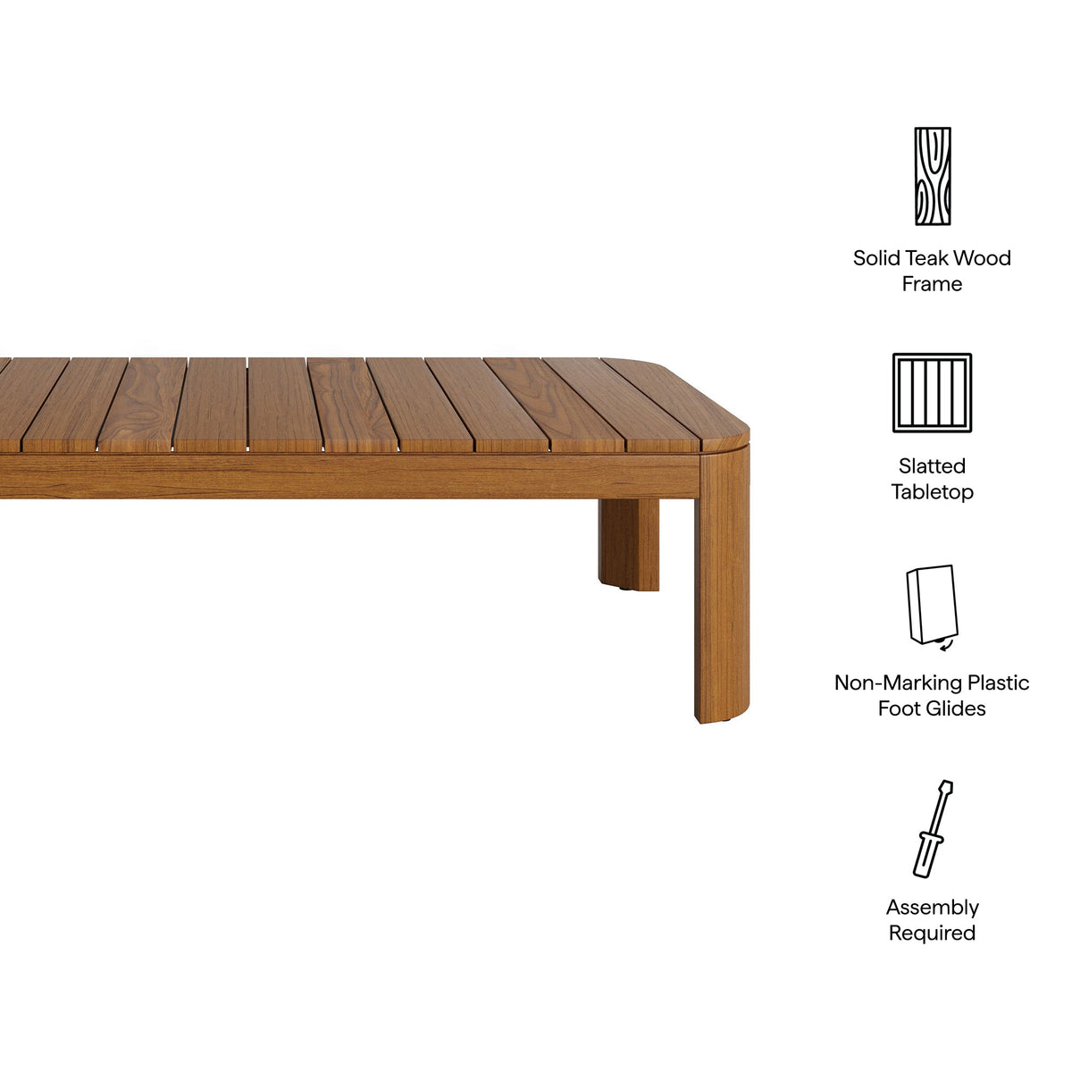 Kona 47 Inch Outdoor Teak Wood Coffee Table - view 15