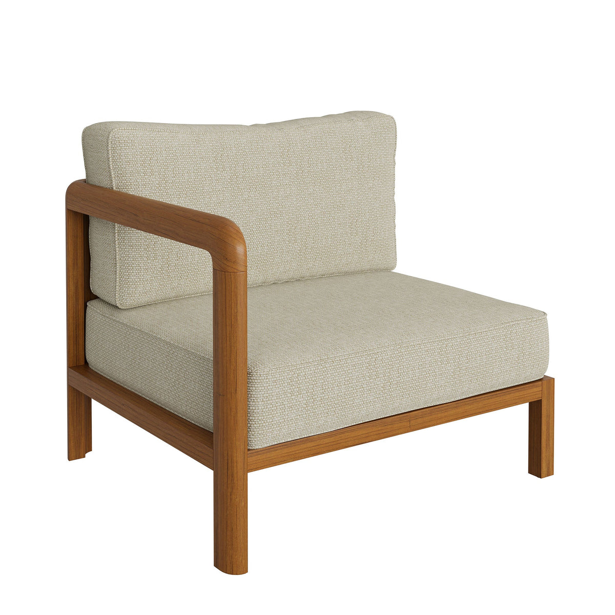 Kona Outdoor Teak Wood Left-Arm Facing Modular Armchair