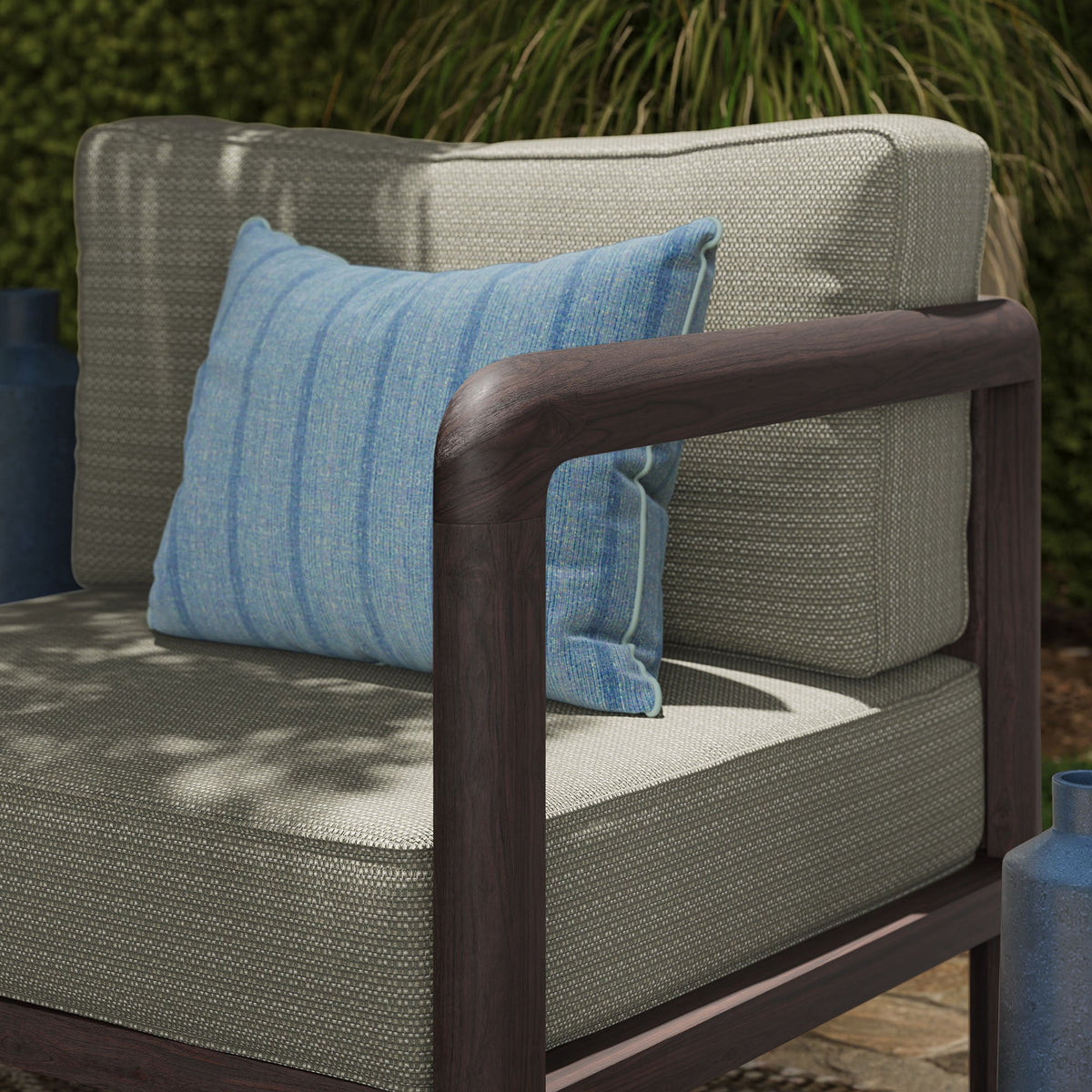 Kona Outdoor Teak Wood Right-Arm Facing Modular Armchair - view 12
