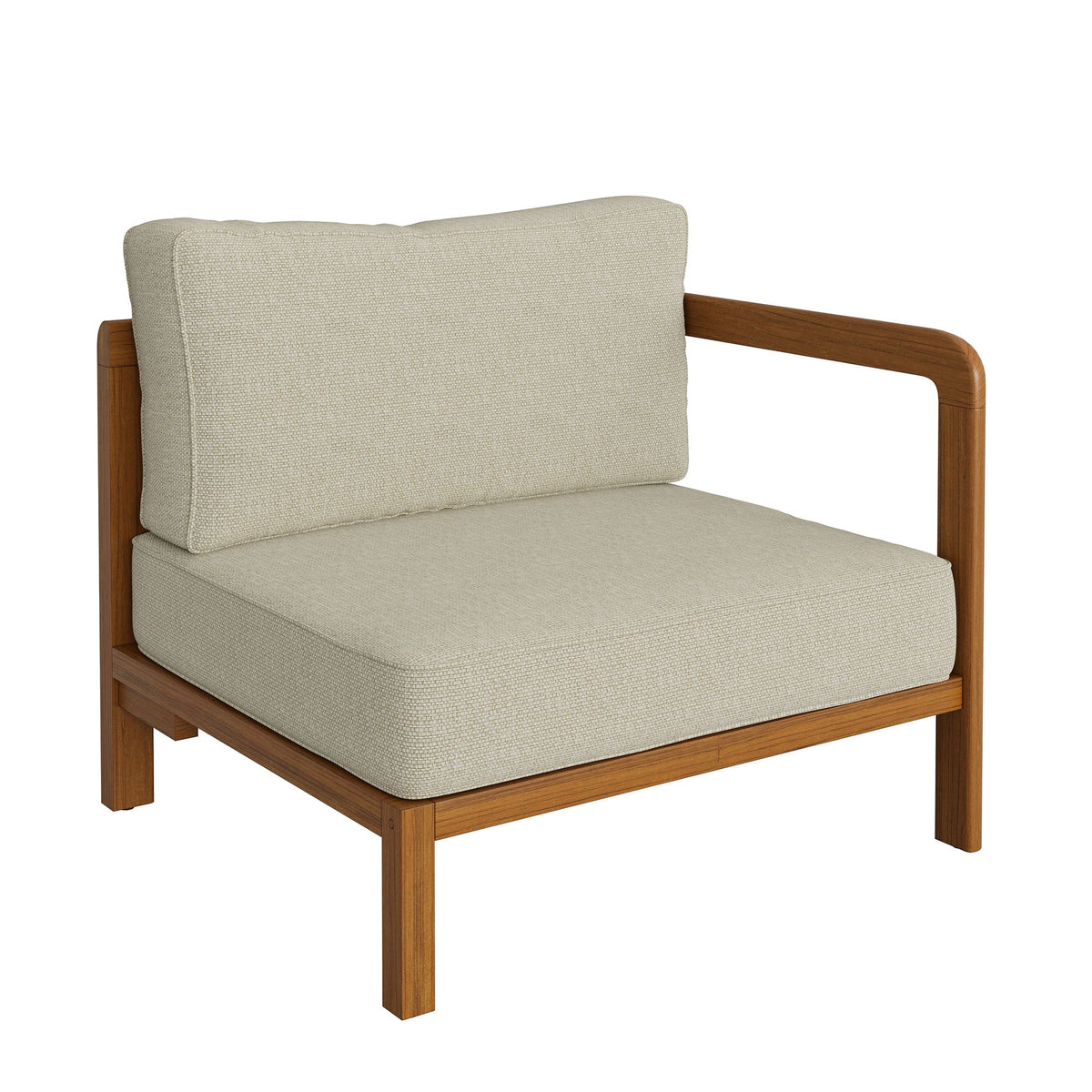 Kona Outdoor Teak Wood Right-Arm Facing Modular Armchair - view 3