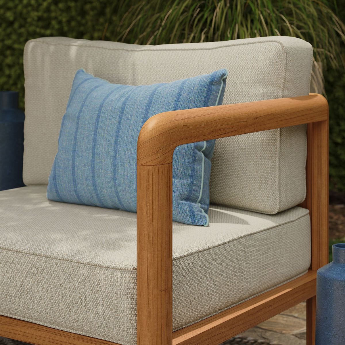 Kona Outdoor Teak Wood Right-Arm Facing Modular Armchair - view 11