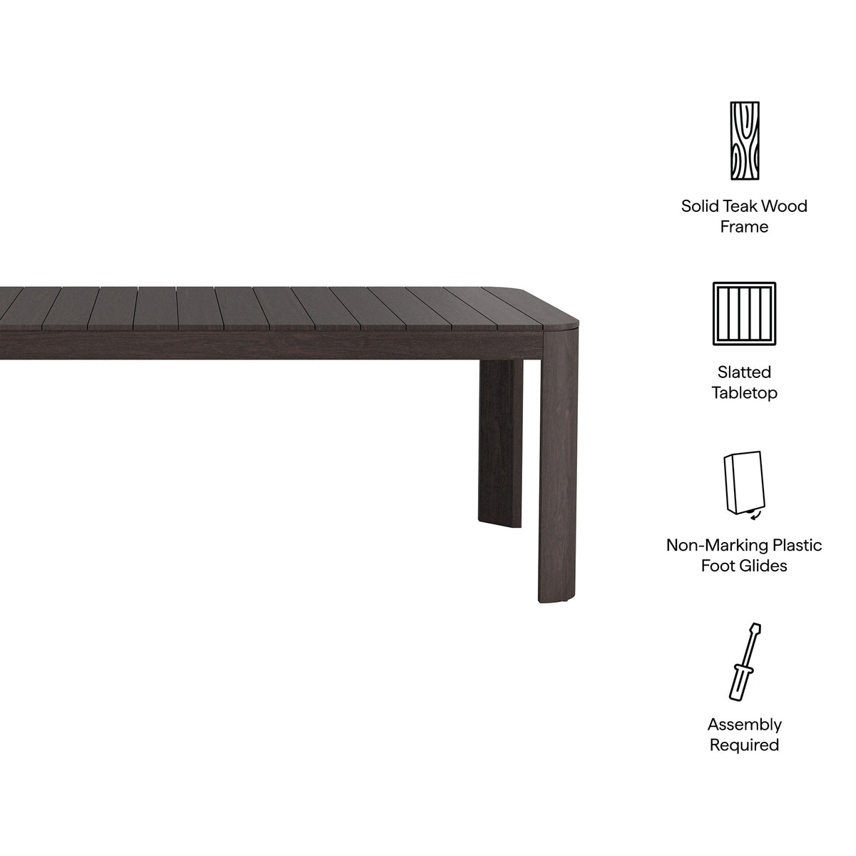 Kona 87 Inch Outdoor Teak Wood Dining Table - view 16