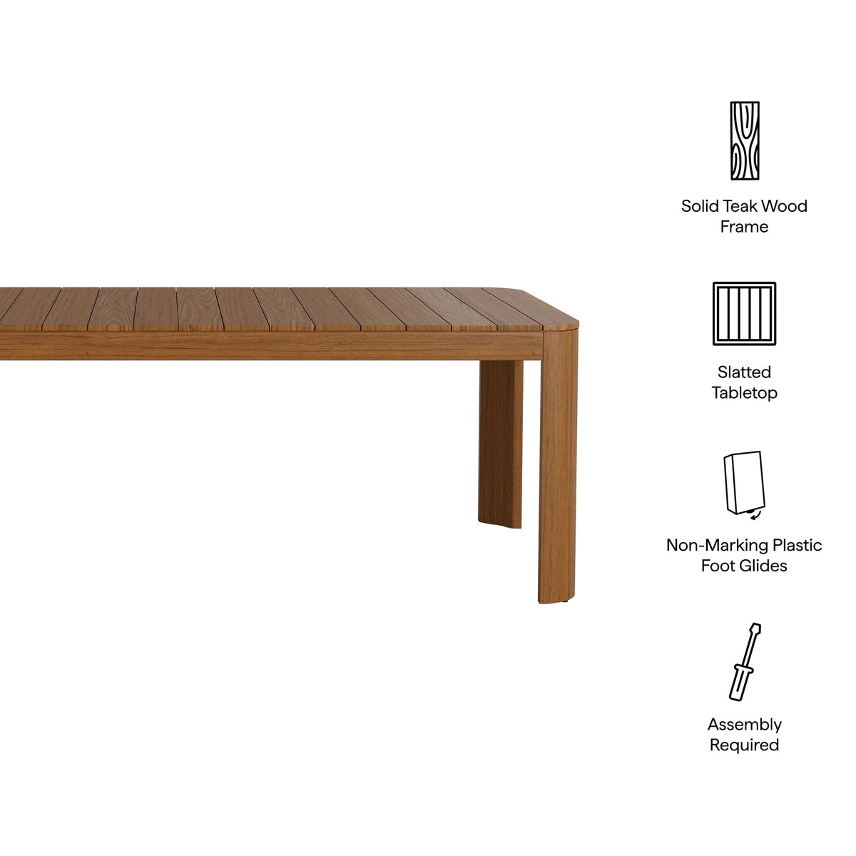 Kona 87 Inch Outdoor Teak Wood Dining Table - view 15