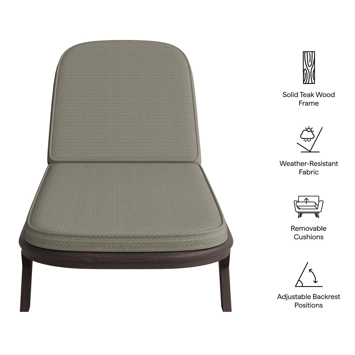 Kona Outdoor Teak Wood Chaise Lounge Chair