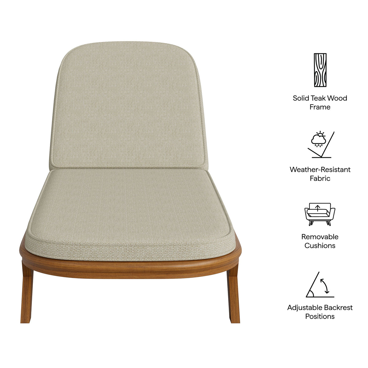 Kona Outdoor Teak Wood Chaise Lounge Chair
