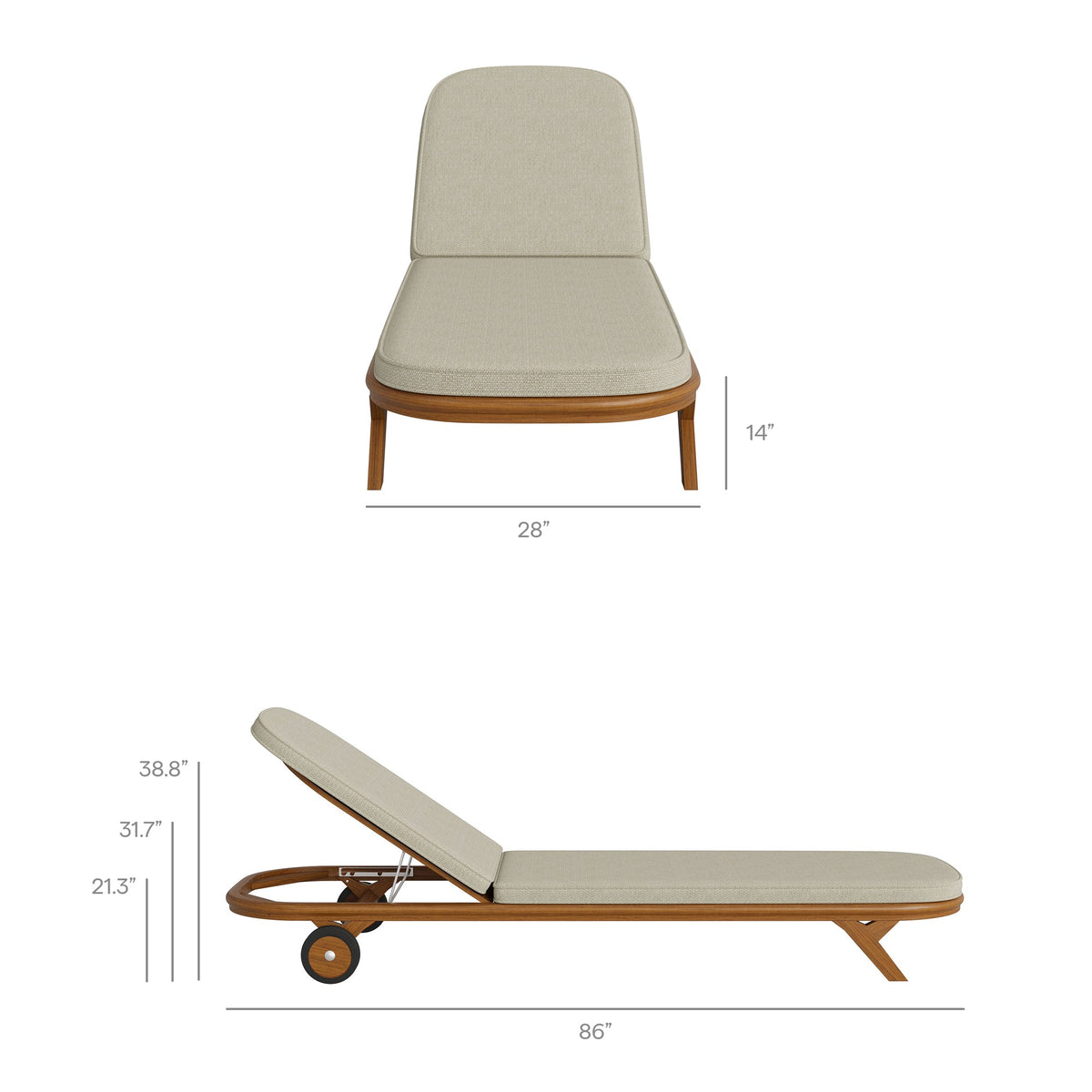 Kona Outdoor Teak Wood Chaise Lounge Chair