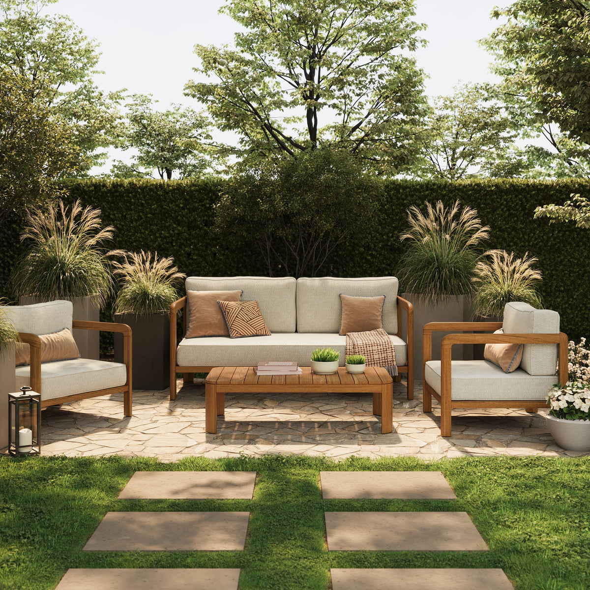 Kona 4-Piece Outdoor Teak Wood Furniture Set