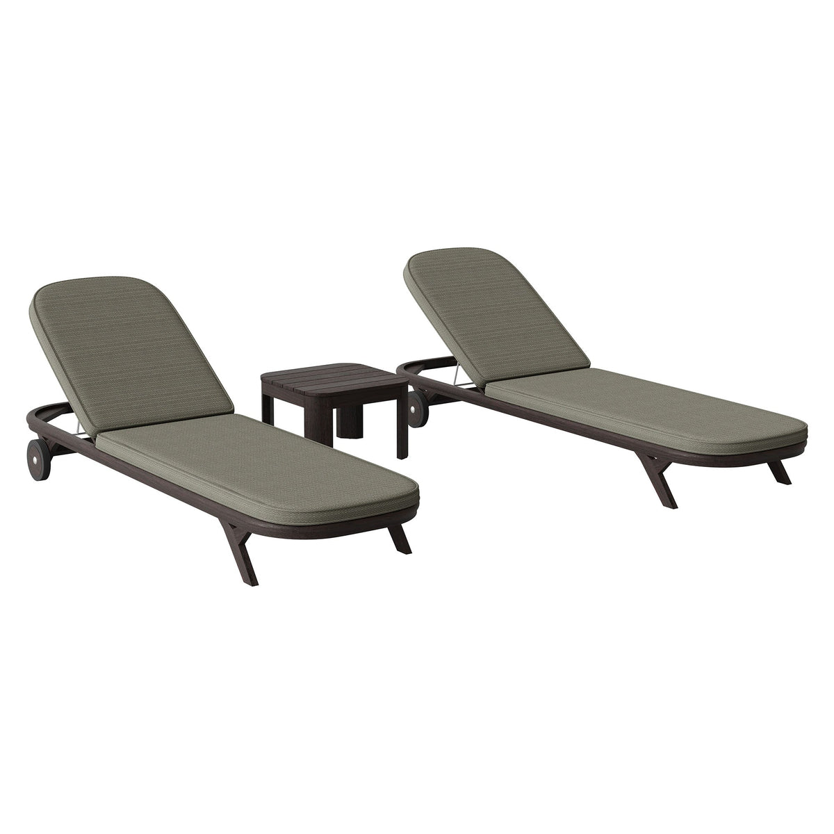 Kona 3-Piece Outdoor Teak Wood Chaise Lounge Set