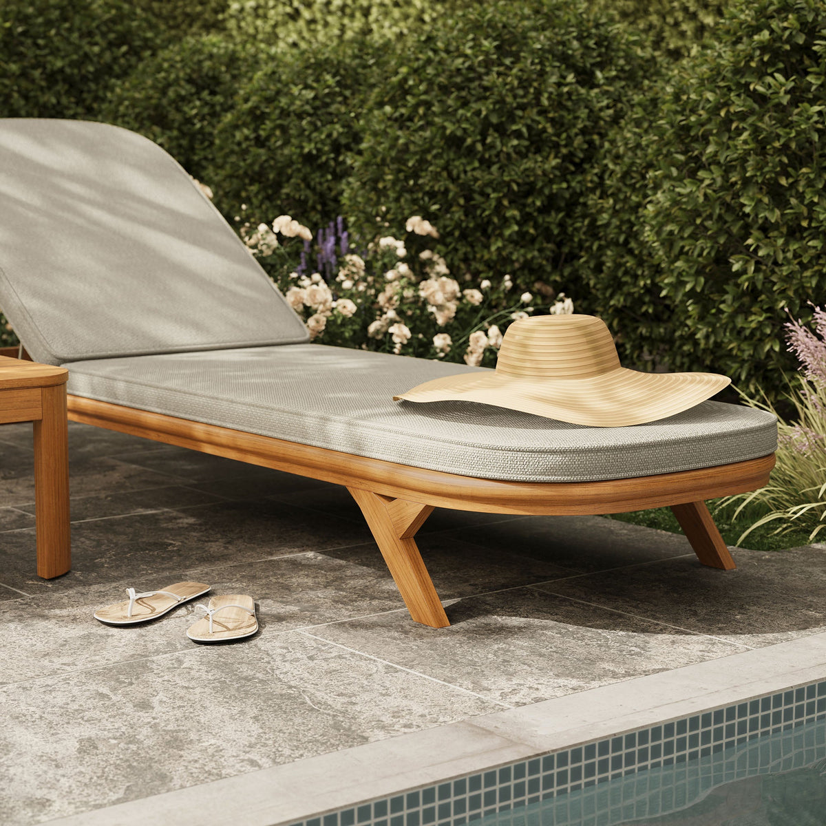 Kona 3-Piece Outdoor Teak Wood Chaise Lounge Set