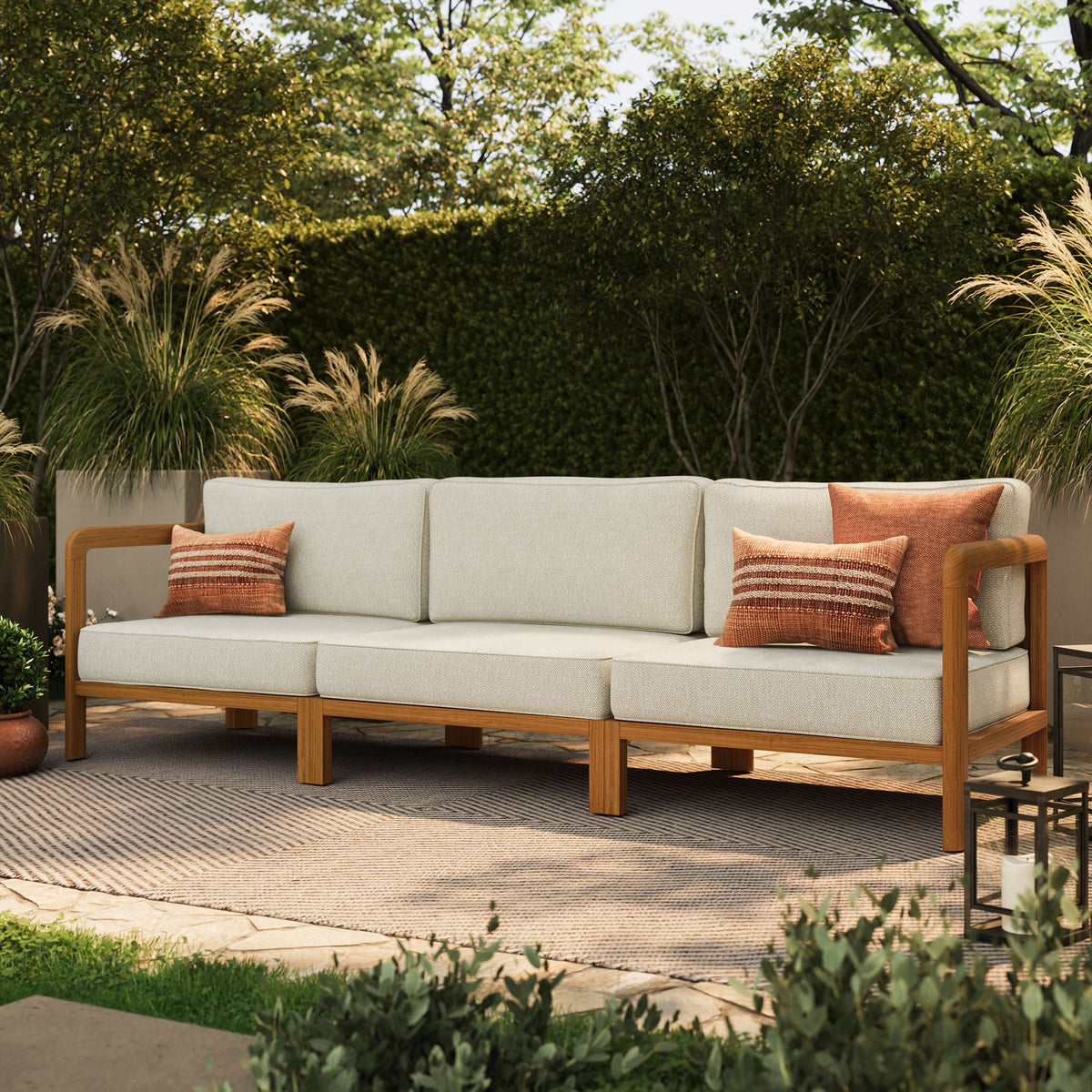 Kona 3-Piece Outdoor Teak Wood Modular Sofa Set