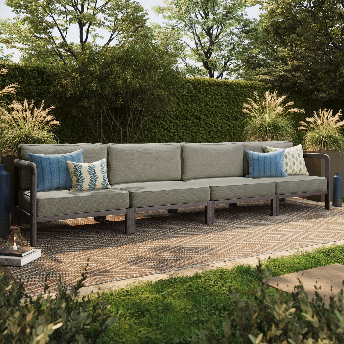 Kona 4-Piece Outdoor Teak Wood Modular Sofa Set