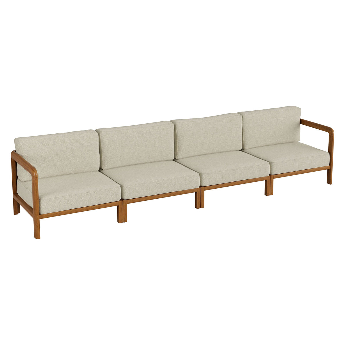 Kona 4-Piece Outdoor Teak Wood Modular Sofa Set