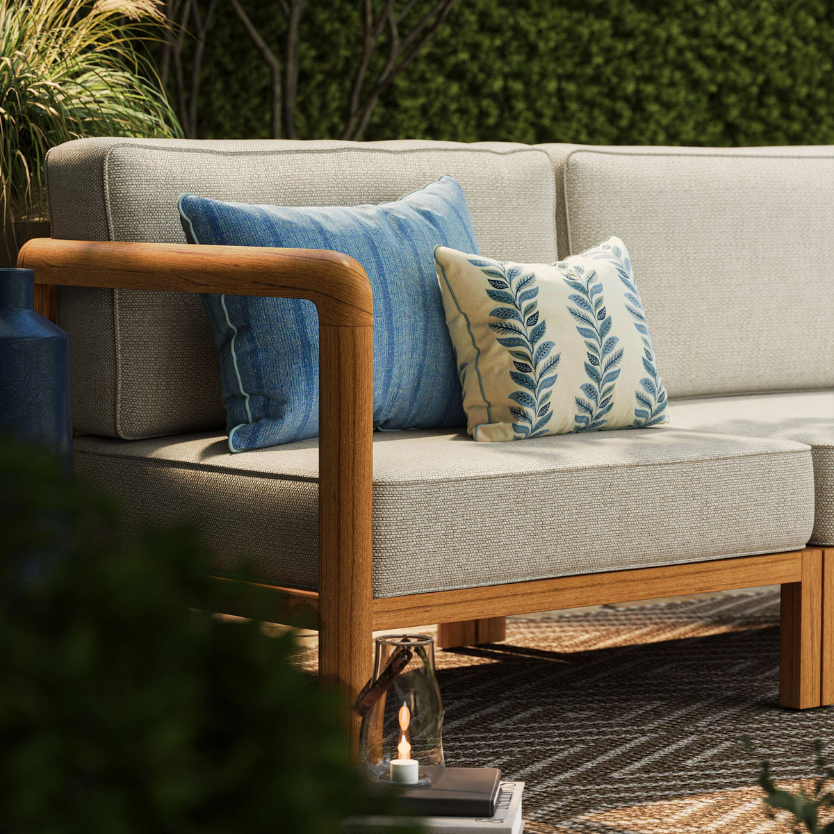 Kona 4-Piece Outdoor Teak Wood Modular Sofa Set