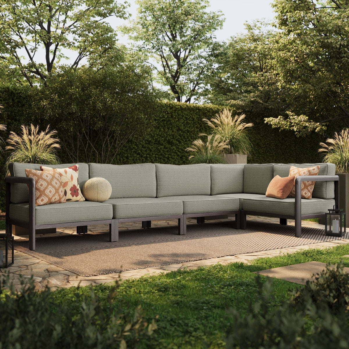 Kona L-Shaped Outdoor Teak Wood Modular Sofa