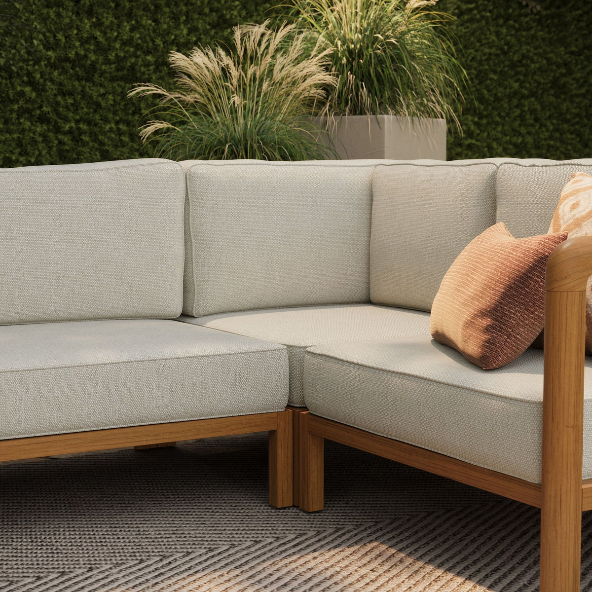 Kona L-Shaped Outdoor Teak Wood Modular Sofa