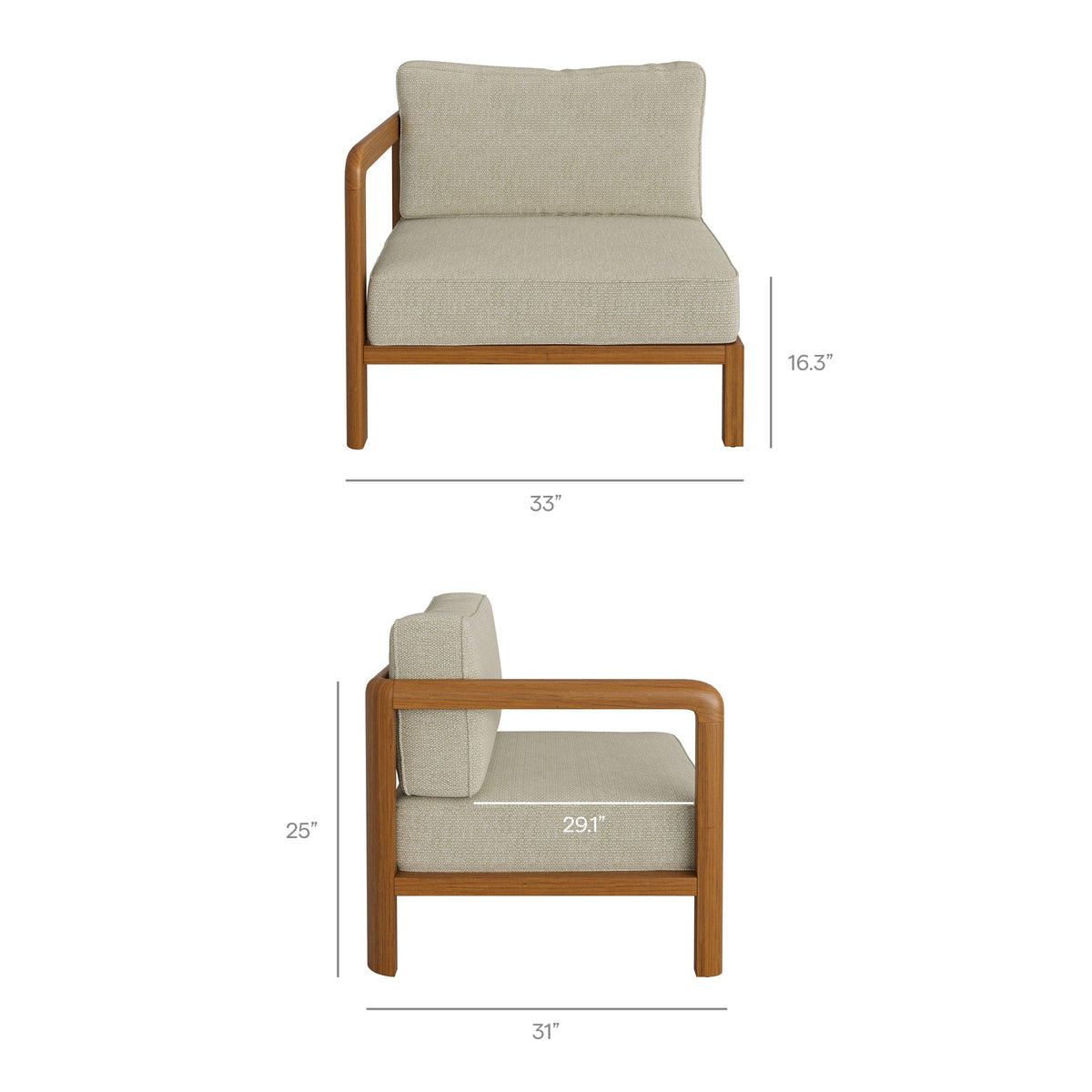 Kona L-Shaped Outdoor Teak Wood Modular Sofa
