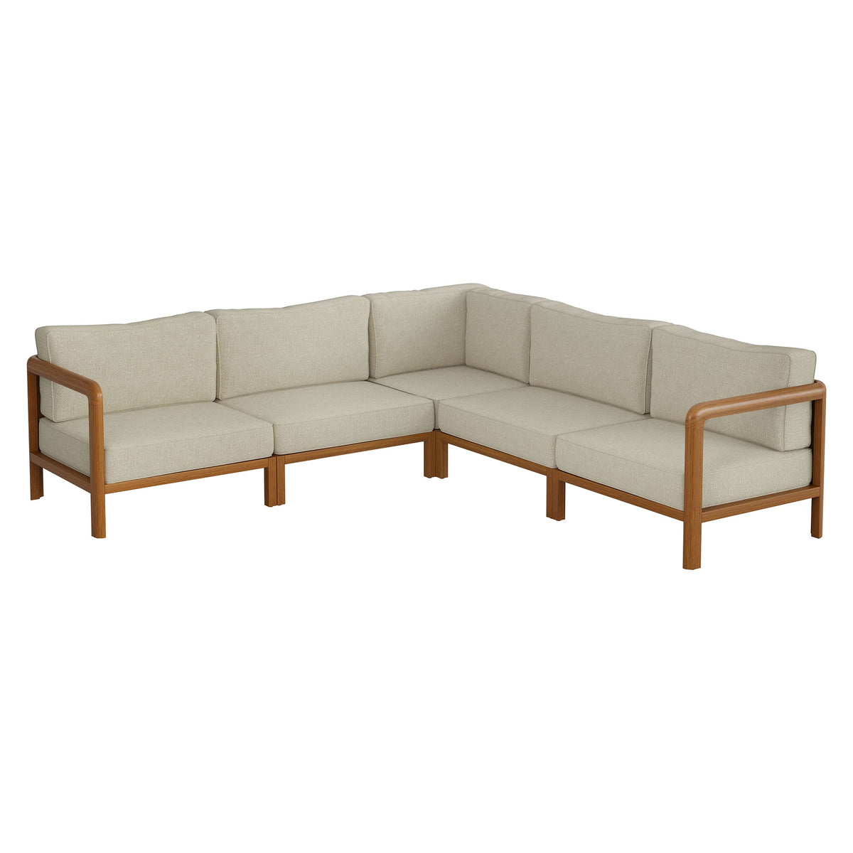 Kona 5-Piece Outdoor Teak Wood Corner Modular Sofa