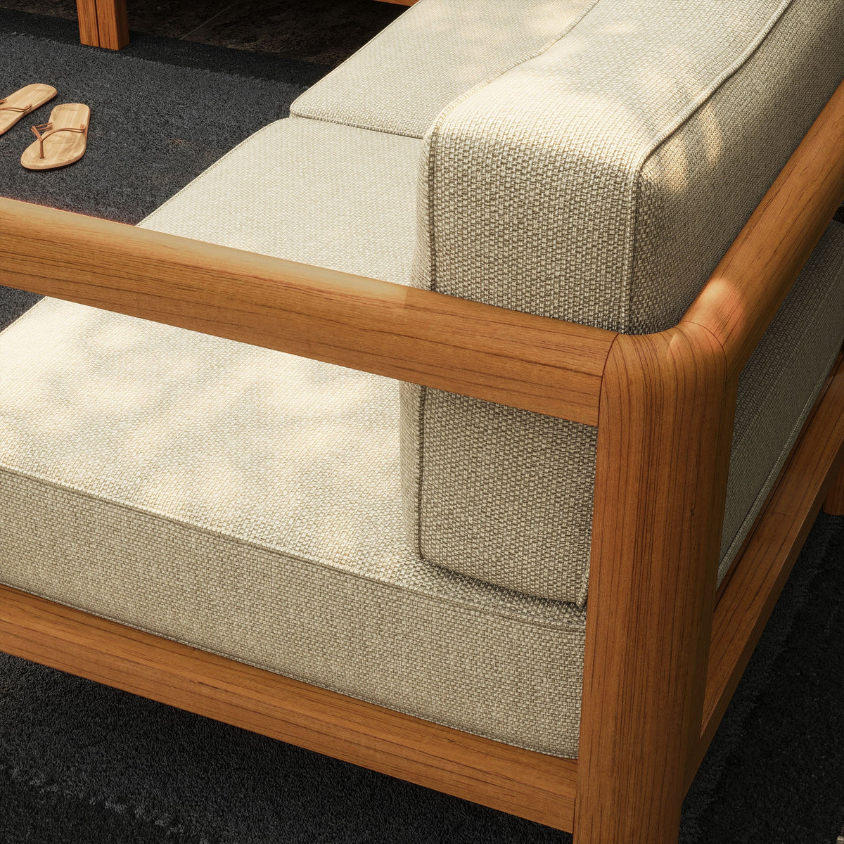 Kona 5-Piece Outdoor Teak Wood Corner Modular Sofa