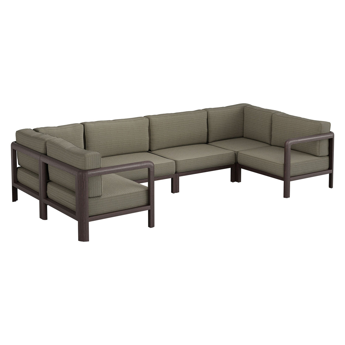 Kona 6-Piece Outdoor Teak Wood Modular Sofa