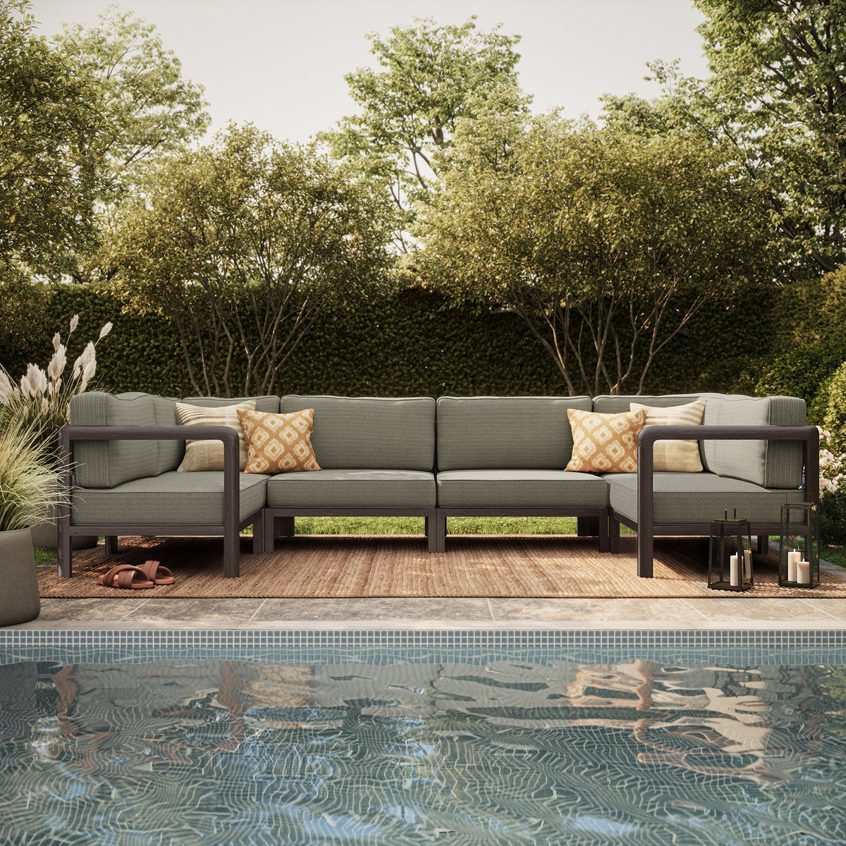 Kona 6-Piece Outdoor Teak Wood Modular Sofa