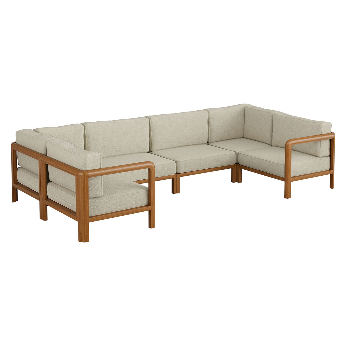 Kona 6-Piece Outdoor Teak Wood Modular Sofa