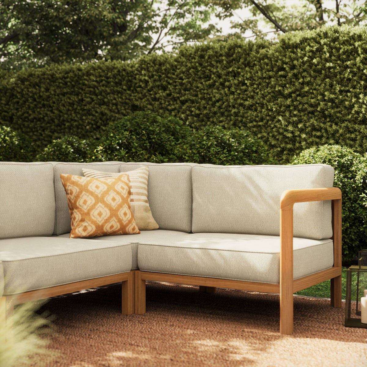 Kona 6-Piece Outdoor Teak Wood Modular Sofa