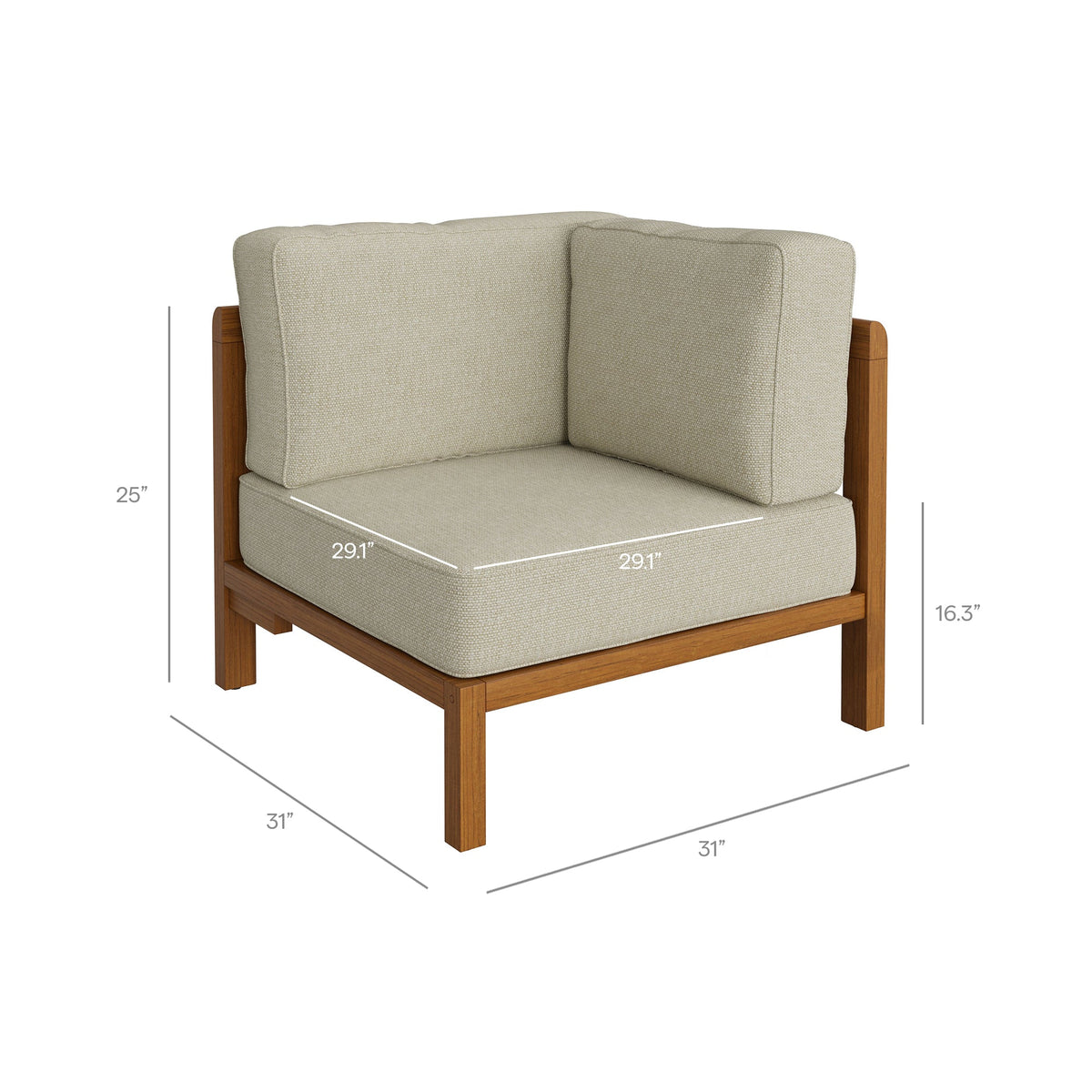 Kona 6-Piece Outdoor Teak Wood Modular Sofa