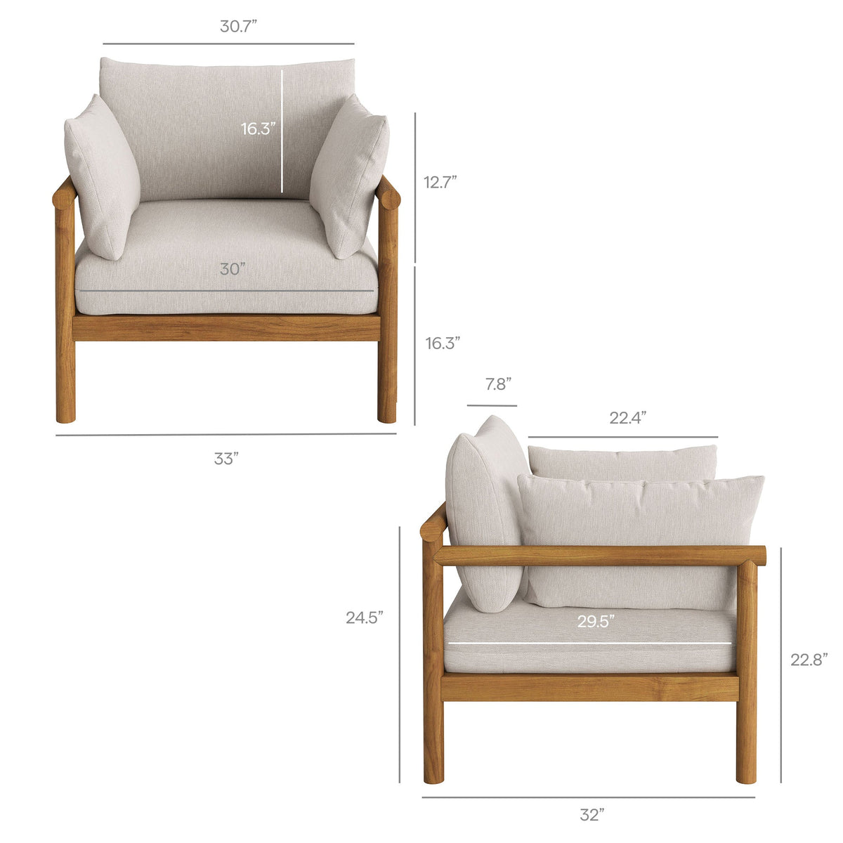Eleni Outdoor Teak Wood Armchair